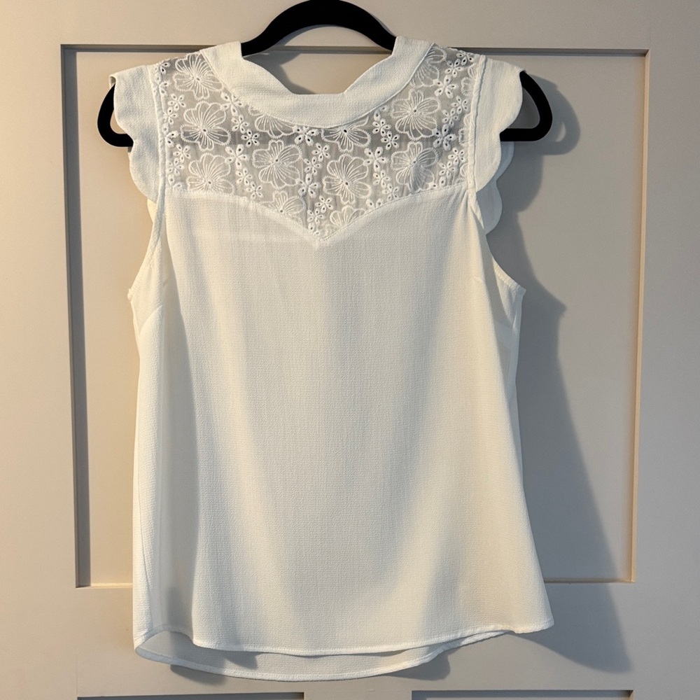 Monteau White Floral Lace Blouse